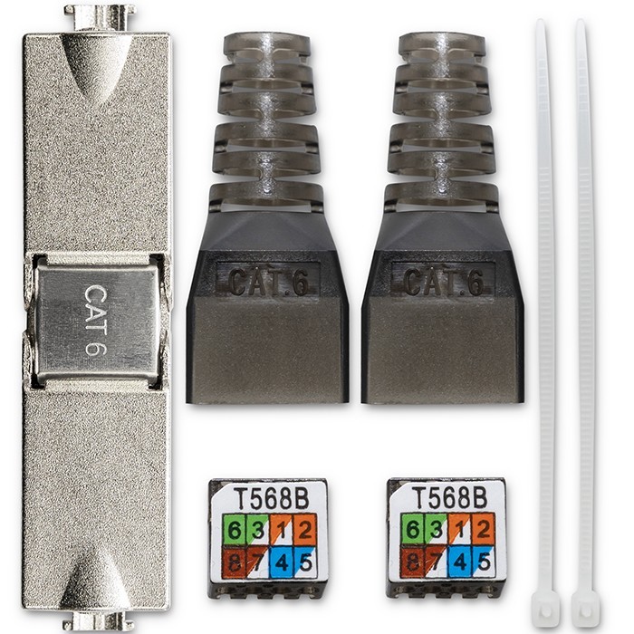Kištukas rj45 be įrankių stp cat6 lizdas kaištis t568b t568a qoltec