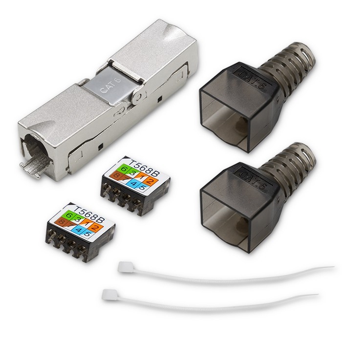 Kištukas rj45 be įrankių stp cat6 lizdas kaištis t568b t568a qoltec
