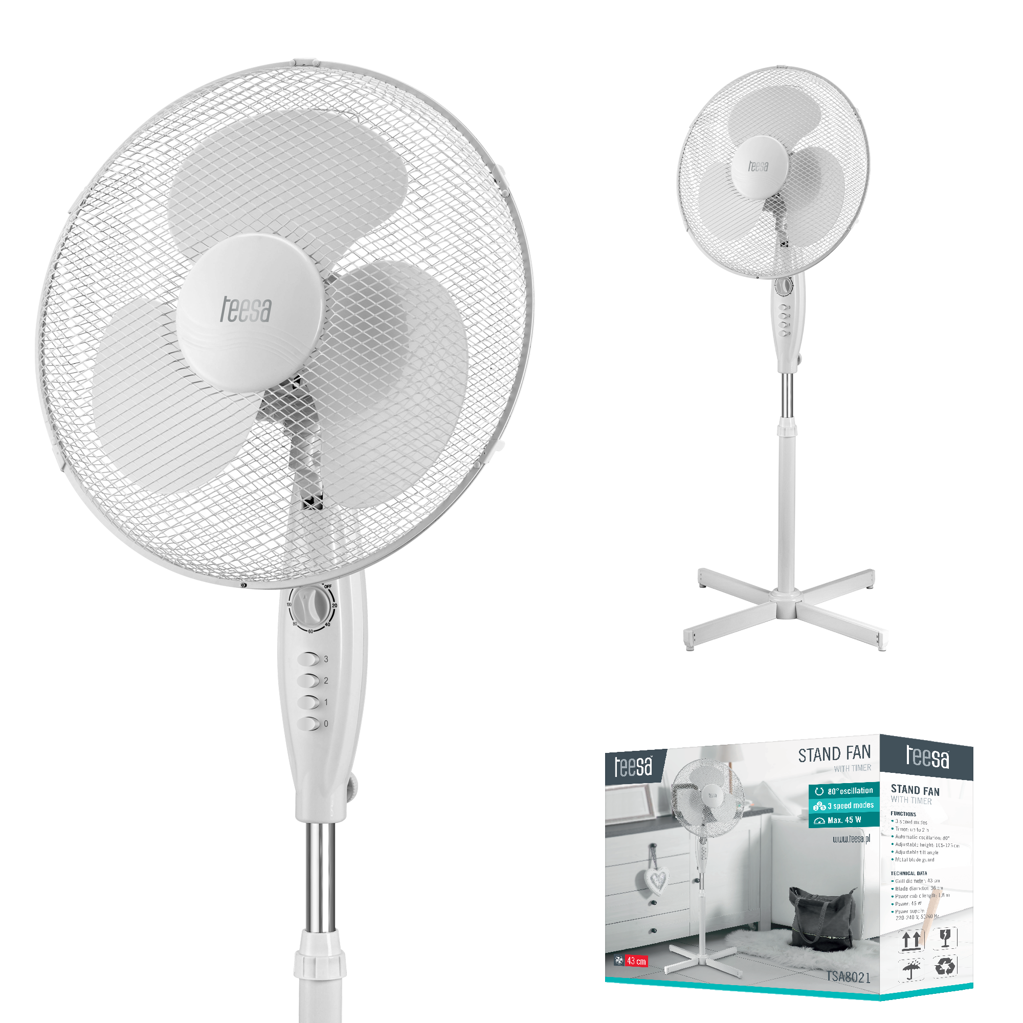 Teesa ventiliatorius su laikmačiu (TSA8021)