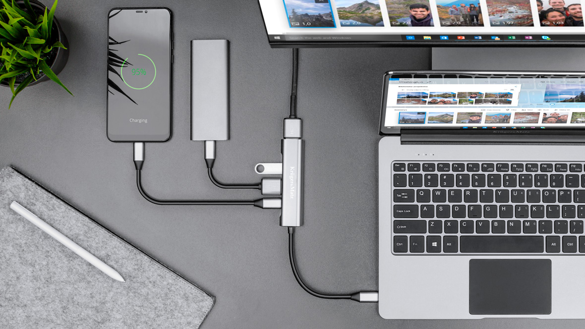 adapteris (šakotuvas) iš c tipo usb į hdmi/usb3.0/usb2.0/c prievadą
