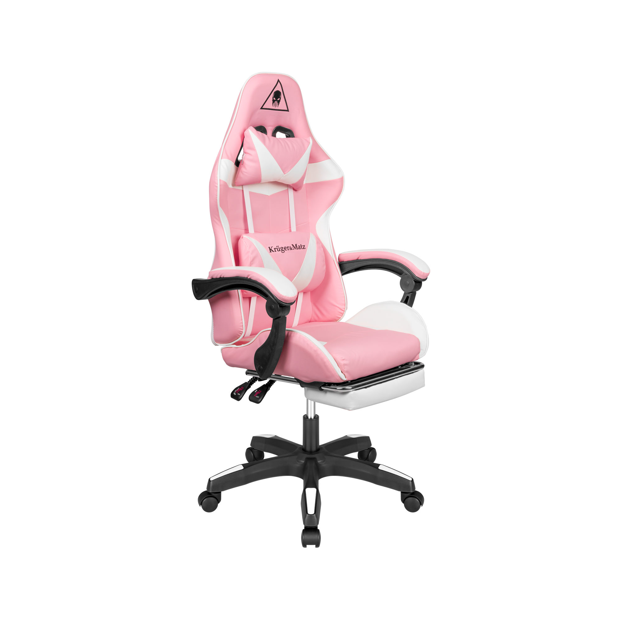 Kruger&matz gx-150 žaidimų kėdė, balta-rožinė