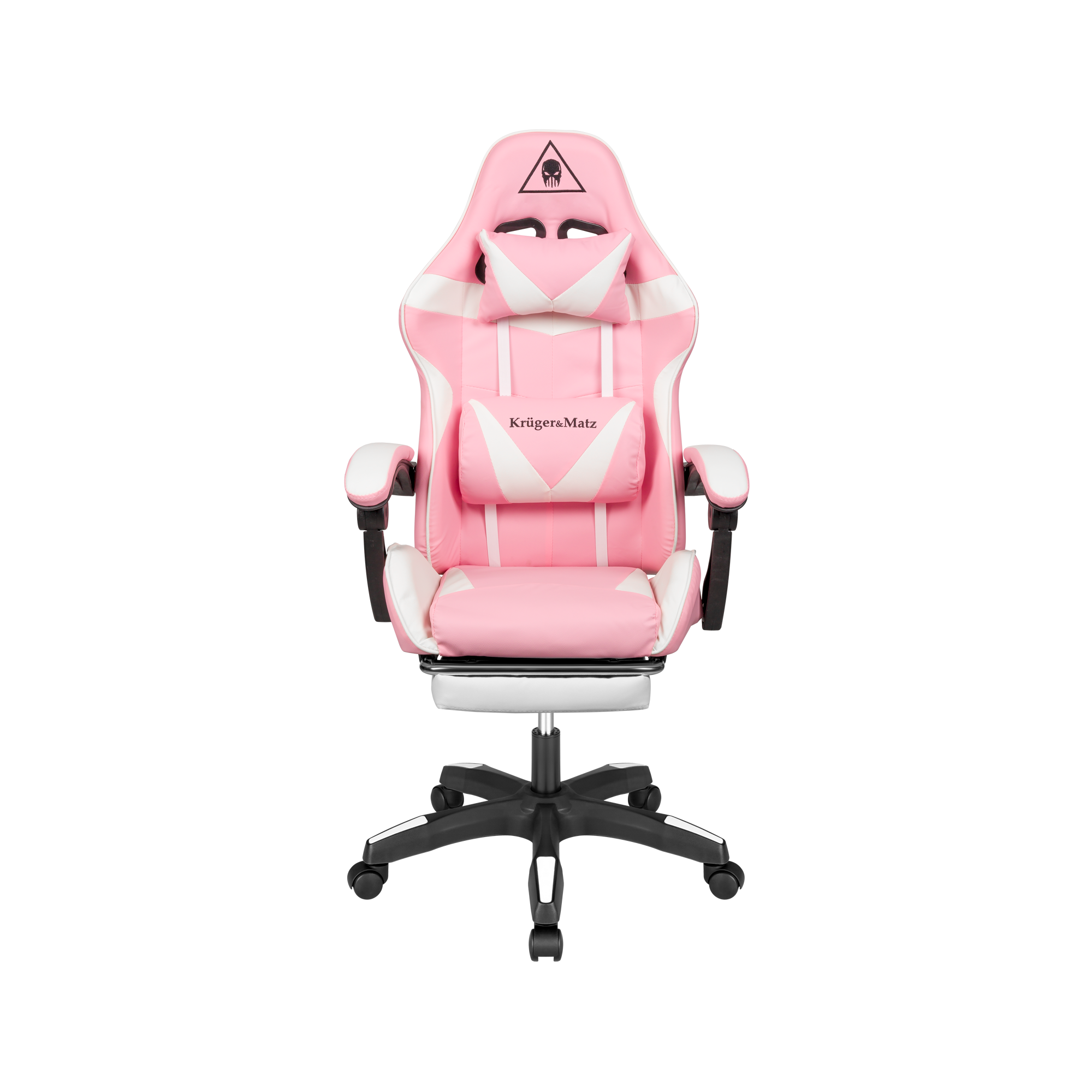 Kruger&matz gx-150 žaidimų kėdė, balta-rožinė