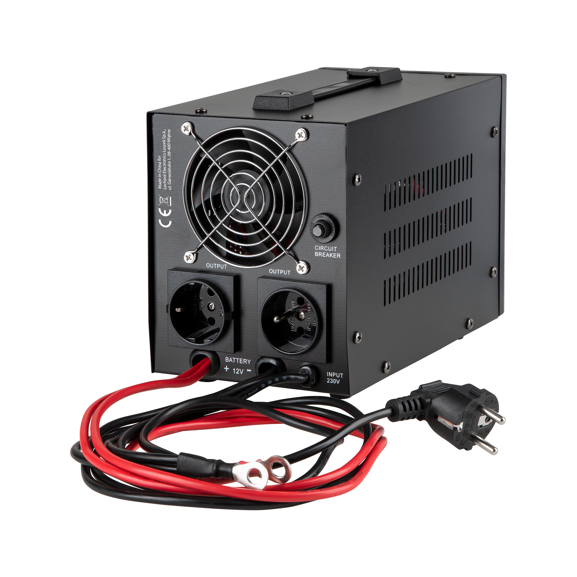 kemot ups prosinus-800 grynos sinusoidės bangos inverteris su įkrovimo funkcija 12v 230v 800va/500w - juodos spalvos