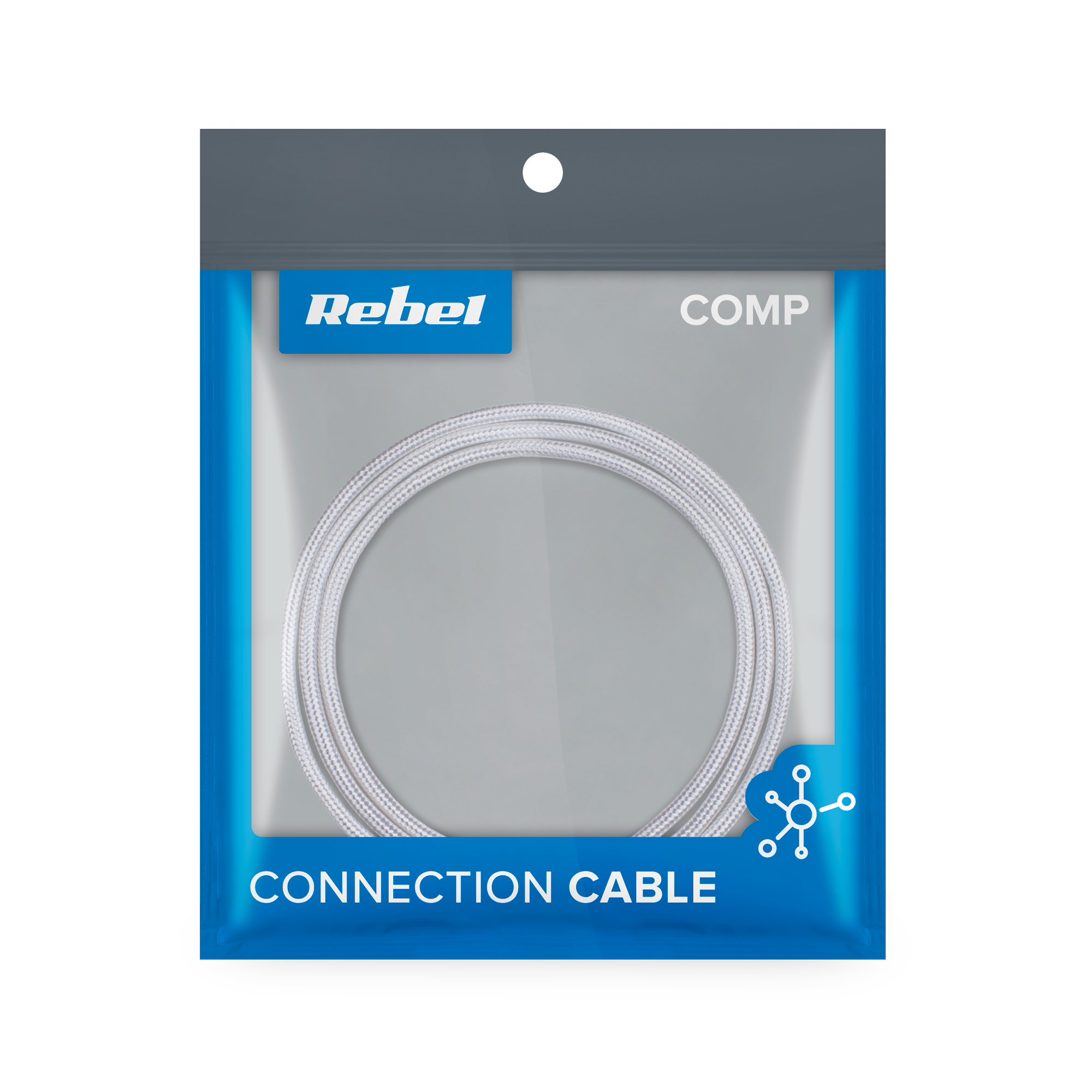 Usb micro rebel kabelis 100 cm, baltas