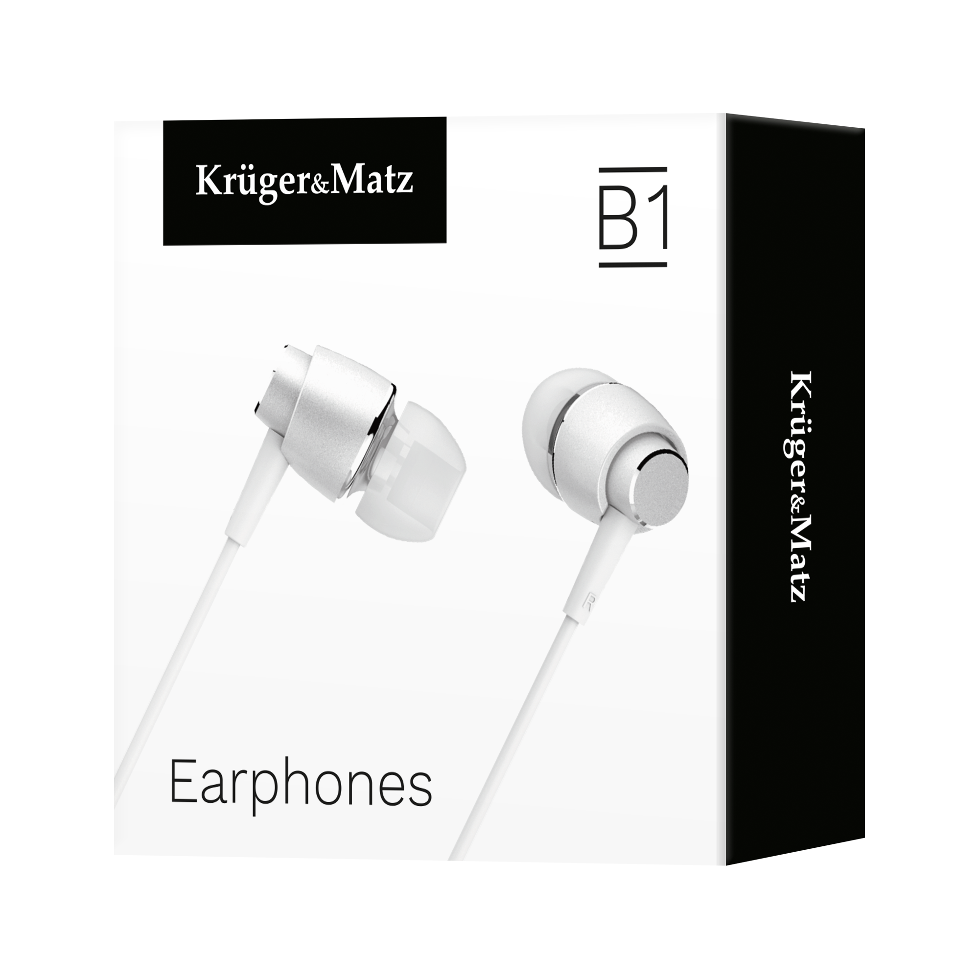 ausinės su mikrofonu kruger&matz b1 baltos spalvos
