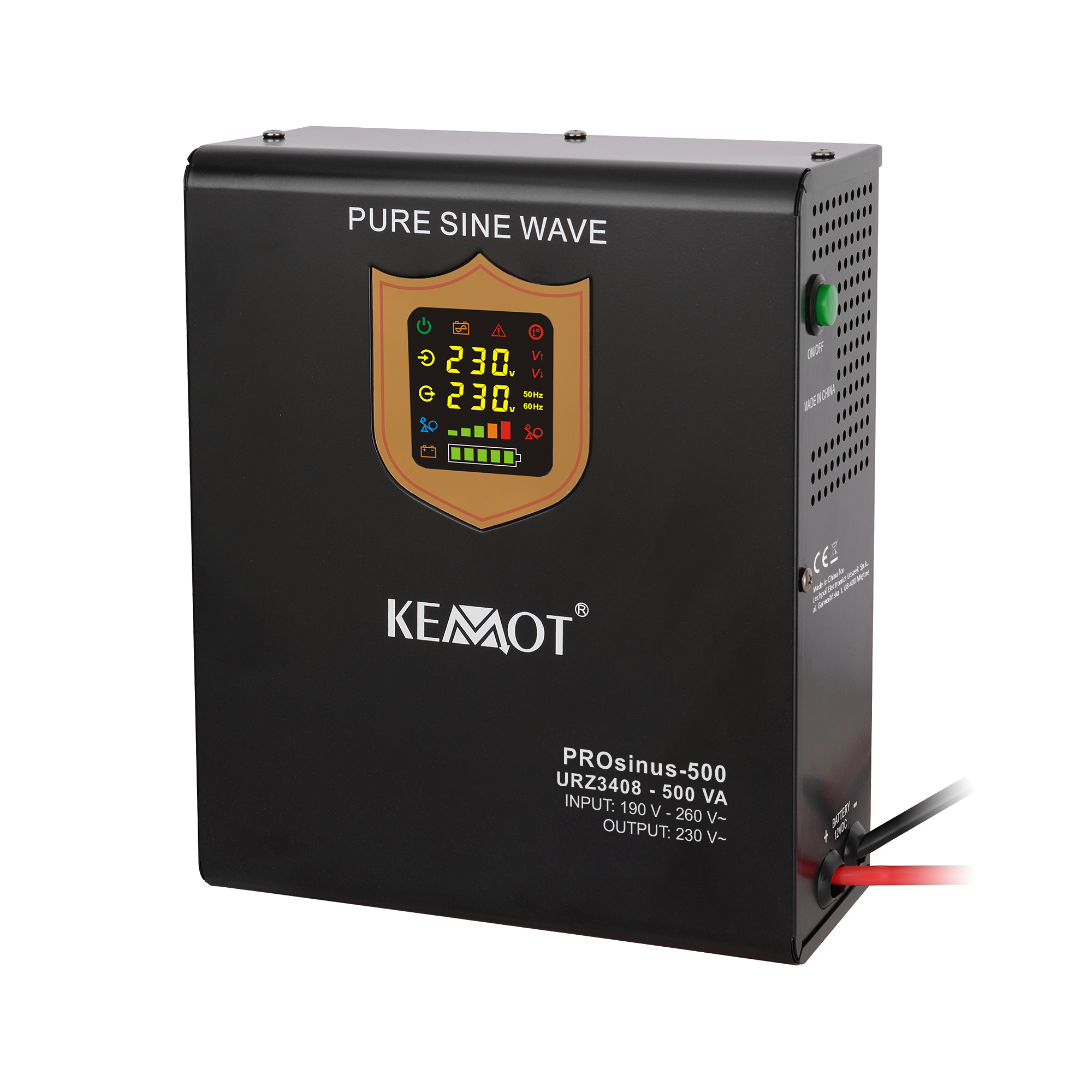 kemot prosinus-500 sieninis ups su grynosios sinusoidės inverteriu ir įkrovimo funkcija 12v 230v 500va/300w