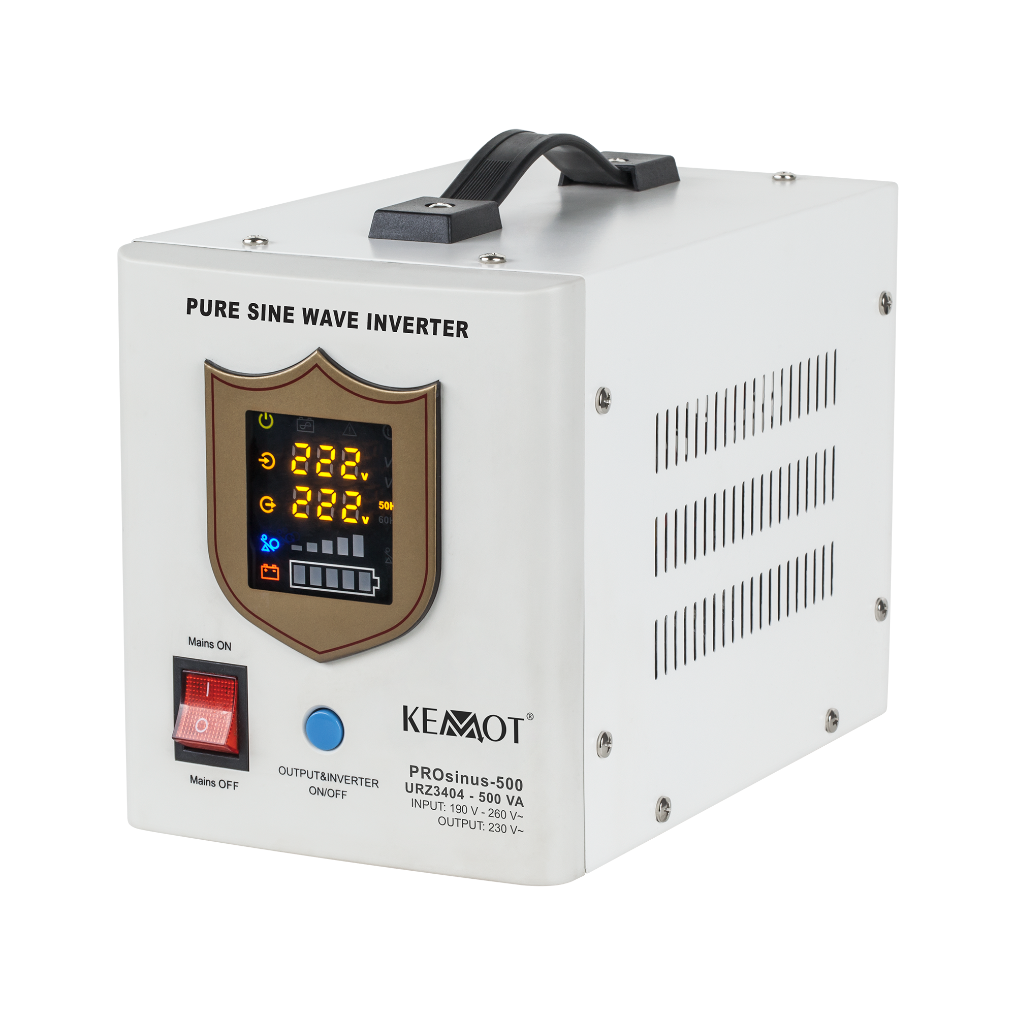 kemot ups prosinus-500 grynos sinusoidės bangos inverteris su įkrovimo funkcija 12v 230v 500va/300w