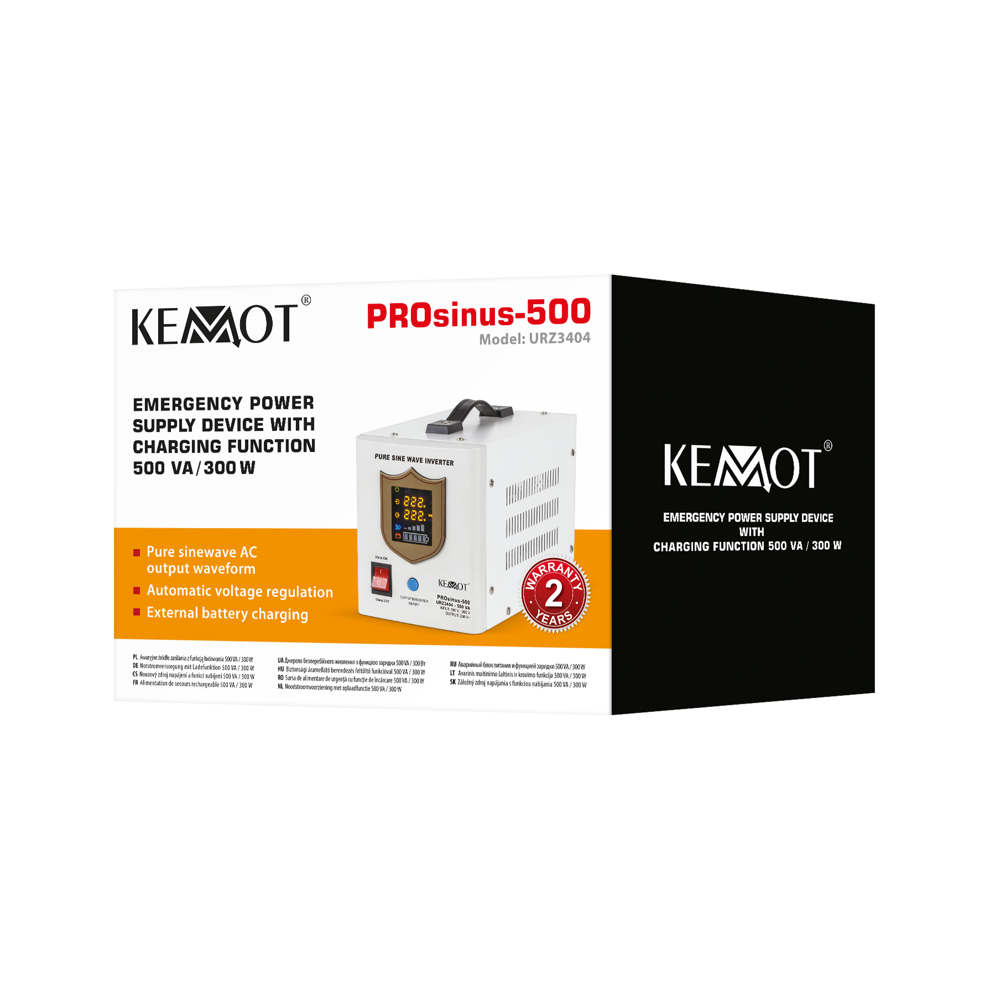 kemot ups prosinus-500 grynos sinusoidės bangos inverteris su įkrovimo funkcija 12v 230v 500va/300w