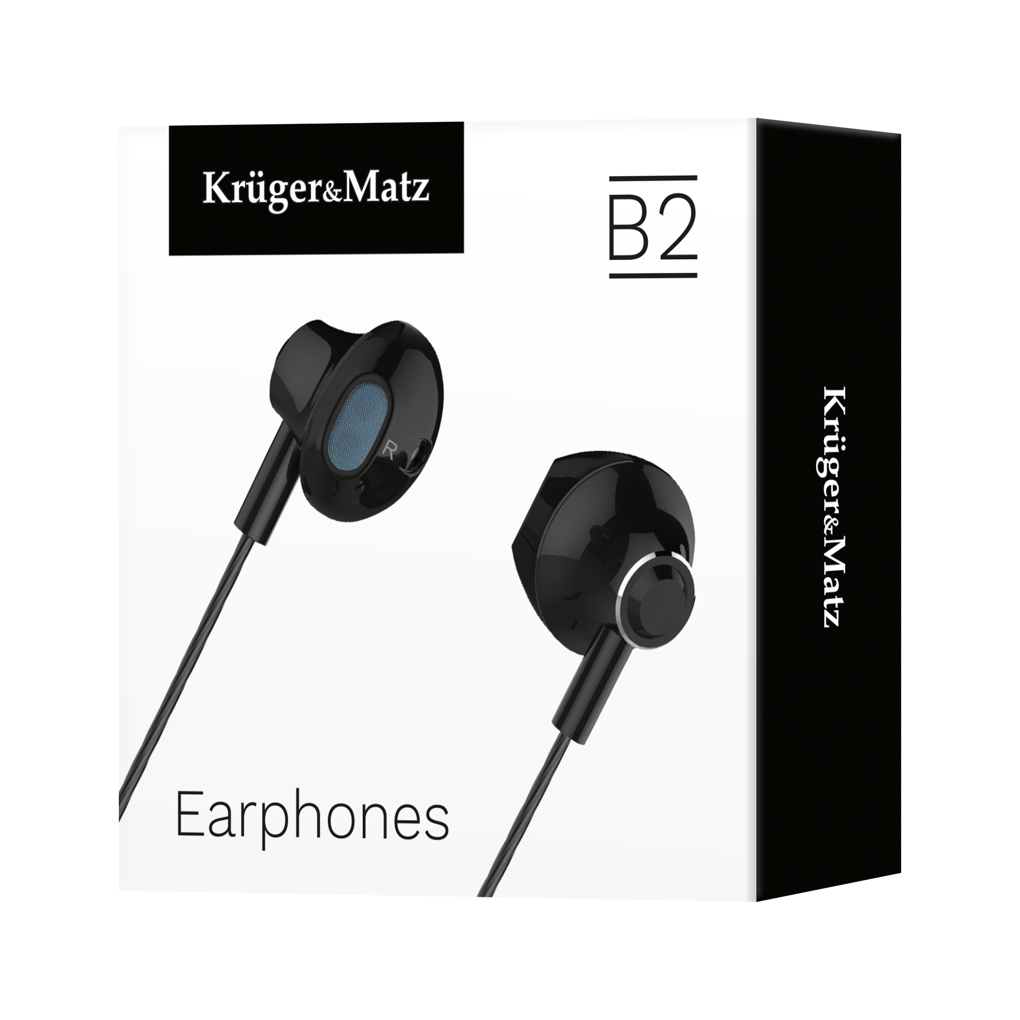 Kruger&matz b2 ausinės į ausis su mikrofonu juodos spalvos