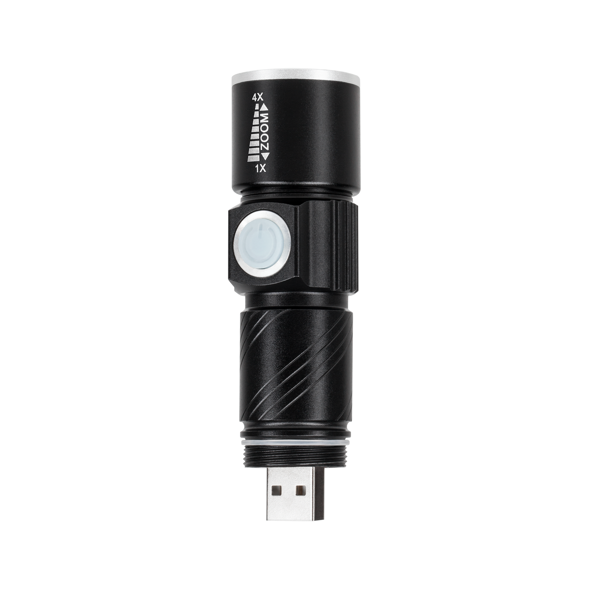 aliuminio žibintuvėlis 3w (zoom, usb kištukas)