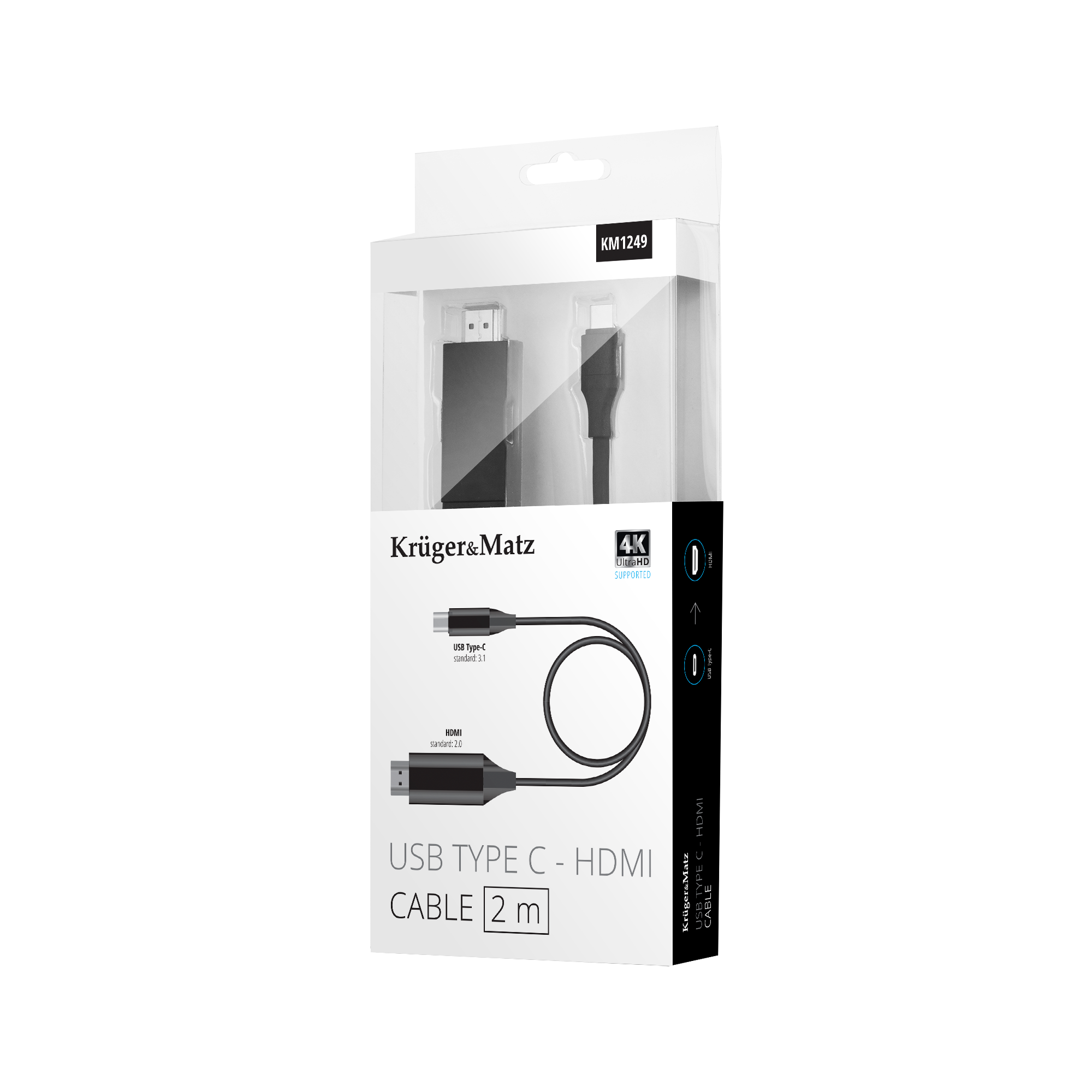 Hdmi laidas hdmi - c tipo usb kabelis 2 m kruger&matz