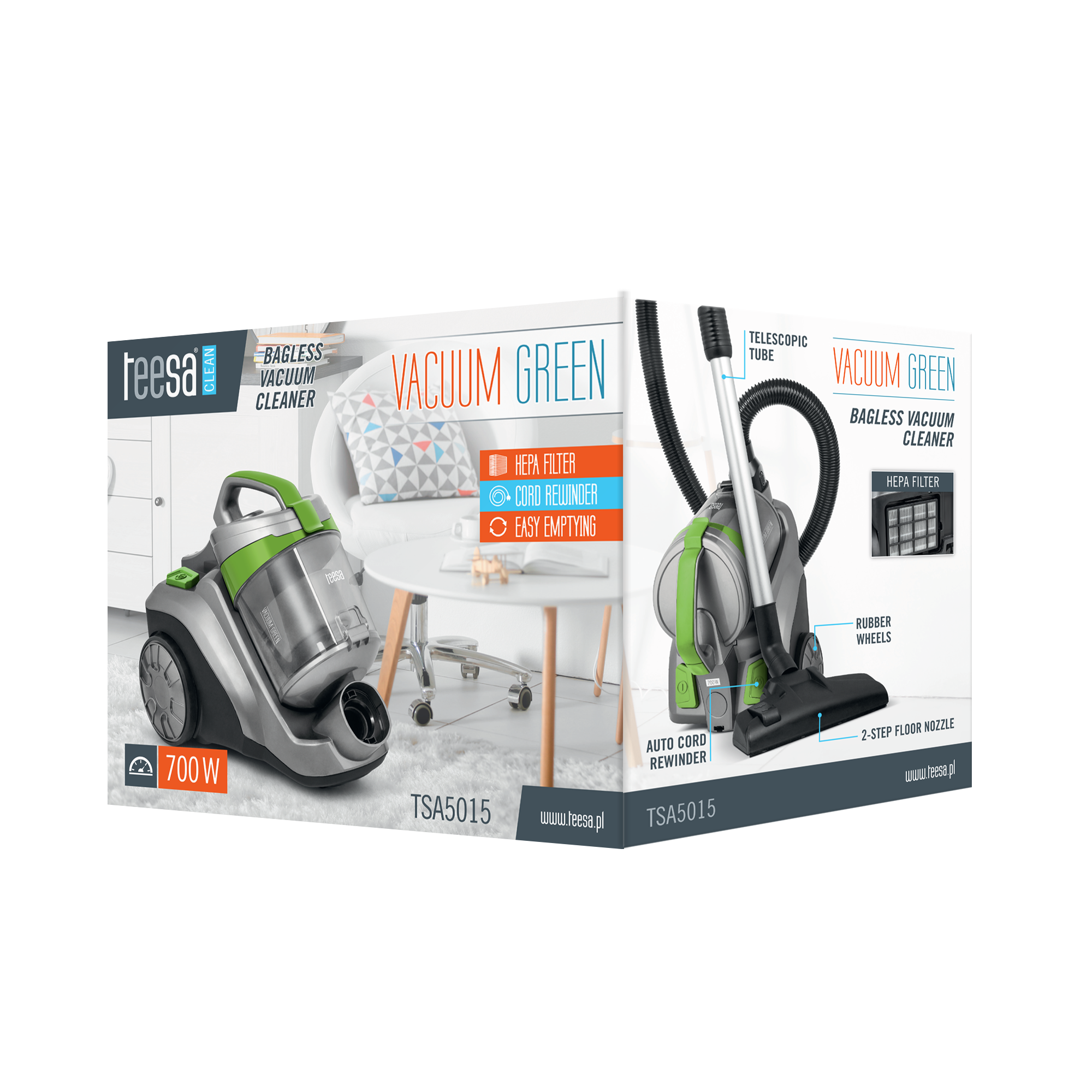 Dulkių siurblys dulkių siurblys be maišelio teesa vacuum green