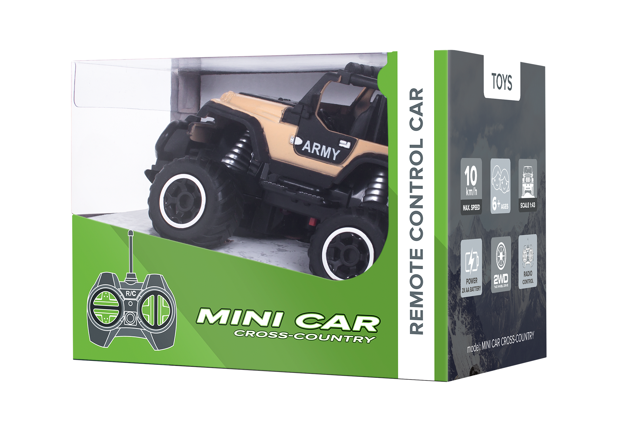 Nuotoliniu būdu valdomas mini automobilis army