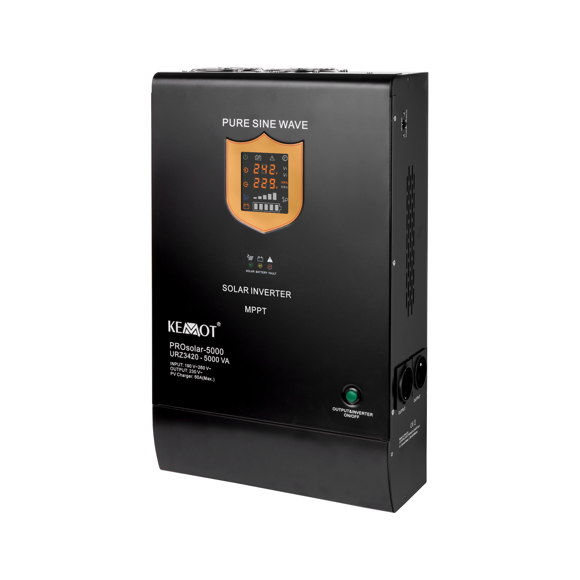 sieninis saulės inverteris ( inverteris ) kemot prosolar-5000 ( 48v 230v 5000va/3500w )