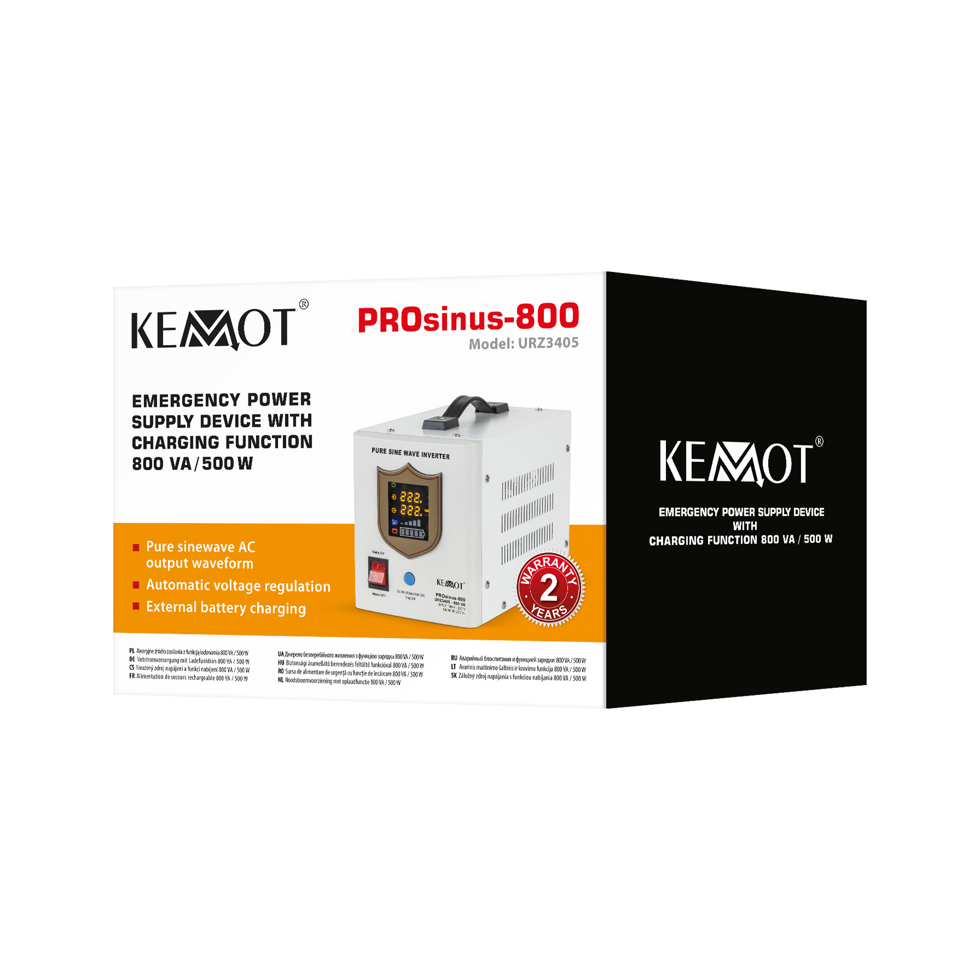 kemot ups prosinus-800 grynos sinusoidės bangos inverteris su įkrovimo funkcija 12v 230v 800va/500w