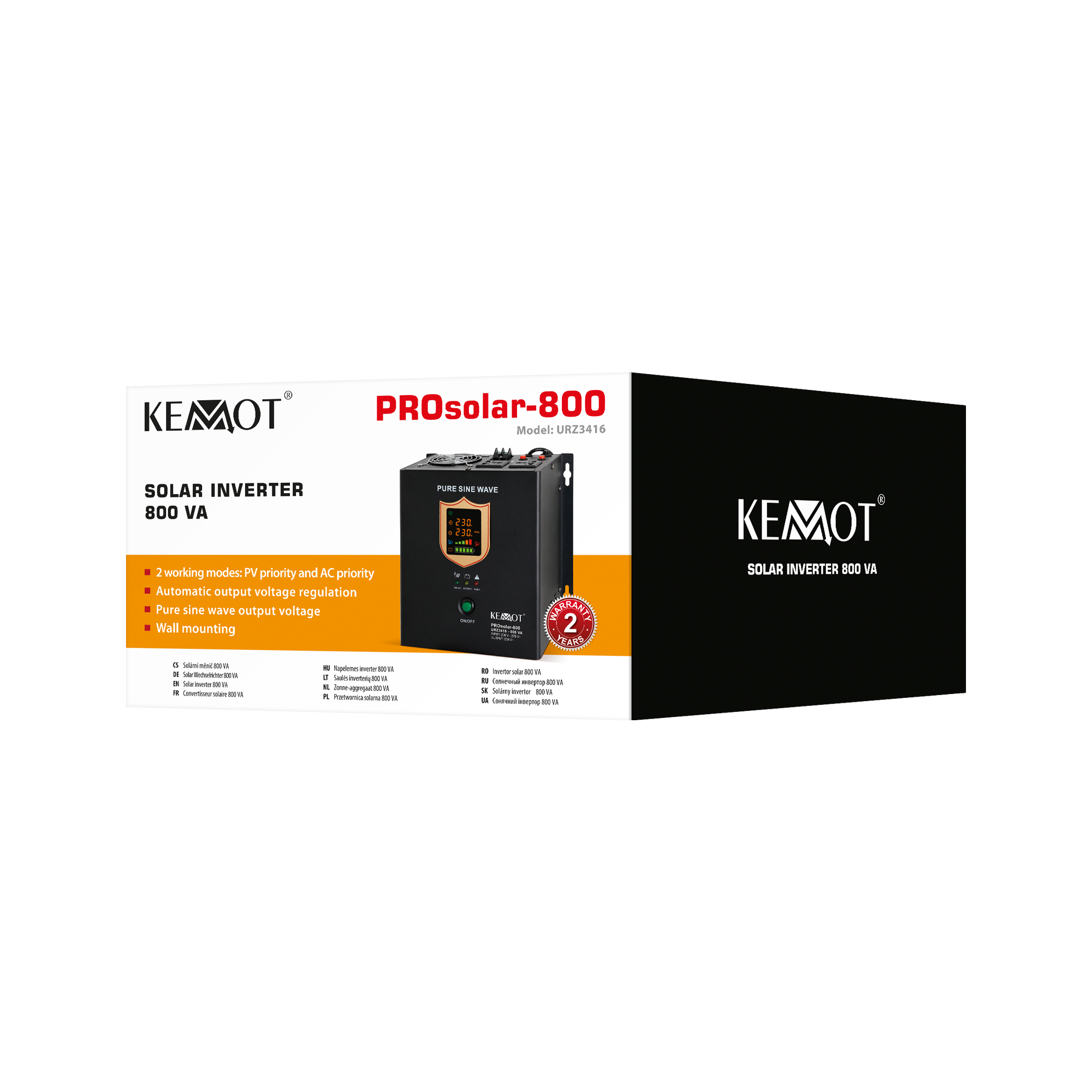 sieninis saulės energijos inverteris ( inverteris ) kemot prosolar-800 ( 12v 230v 800va/500w )
