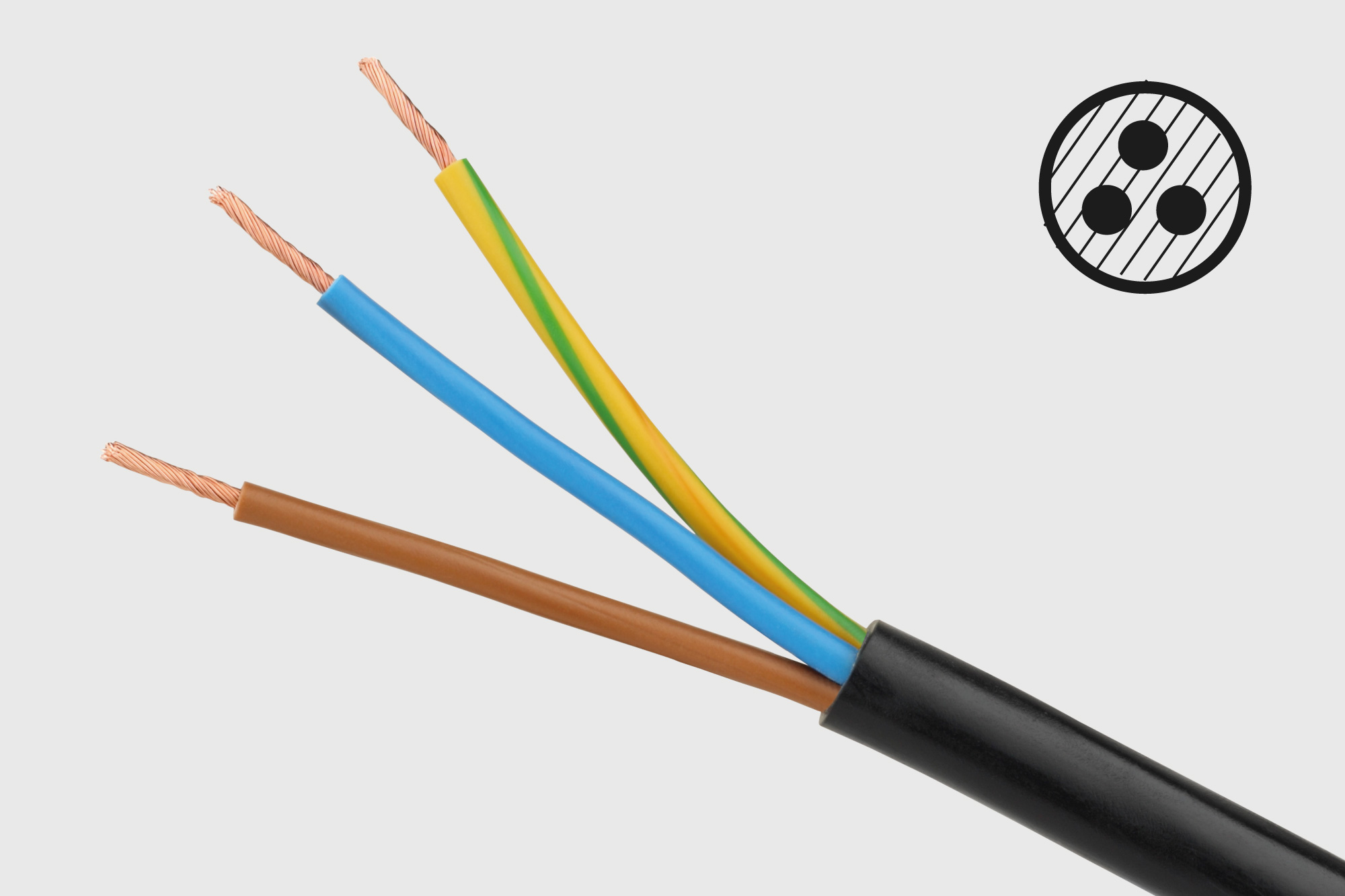 Rebel elektros tinklo ilgintuvas 4 vokiško tipo lizdai - 5m - 3x1.5mm