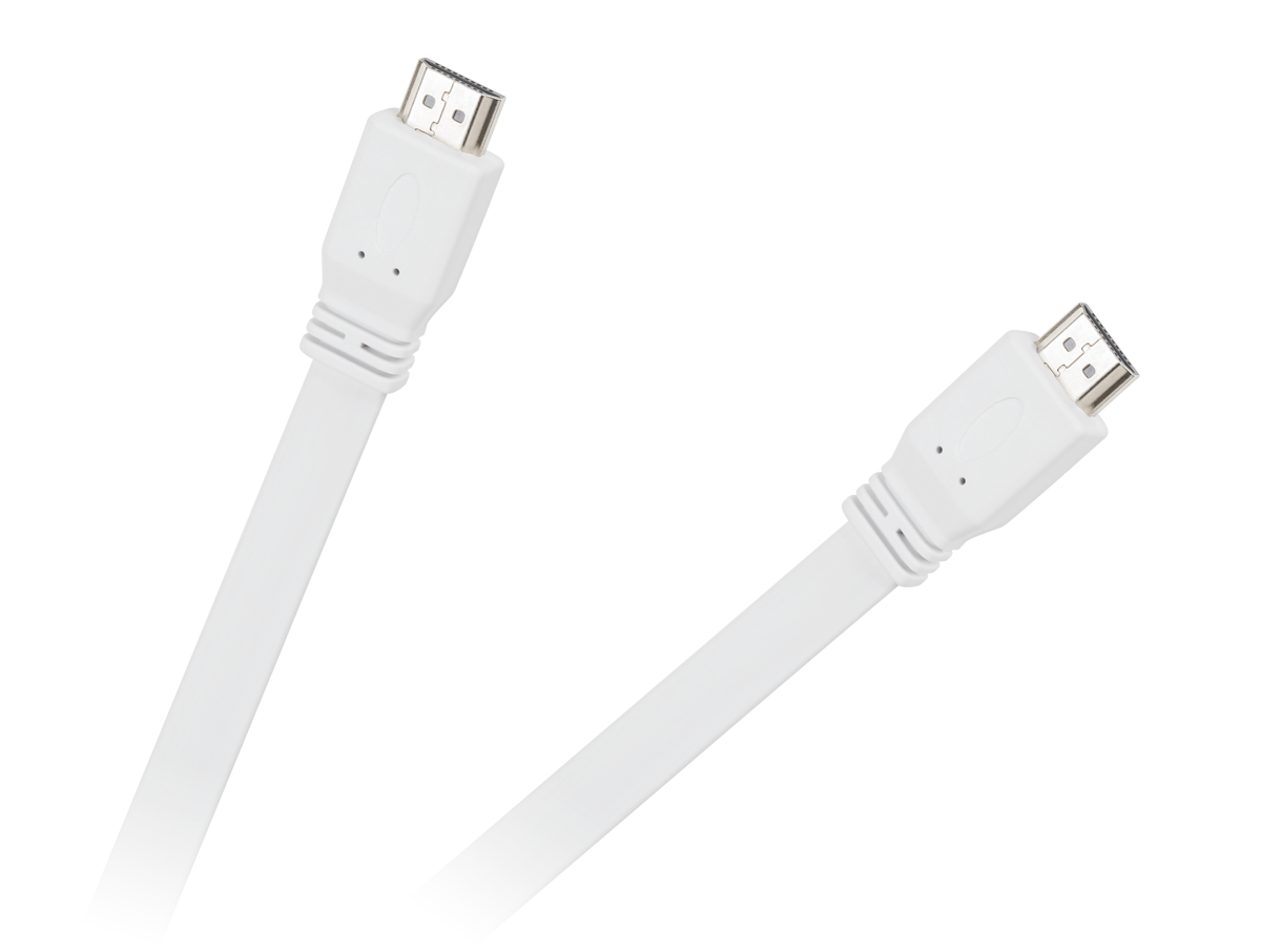 Hdmi laidas hdmi-hdmi plokščias kabelis baltas 2.0v 1.8m