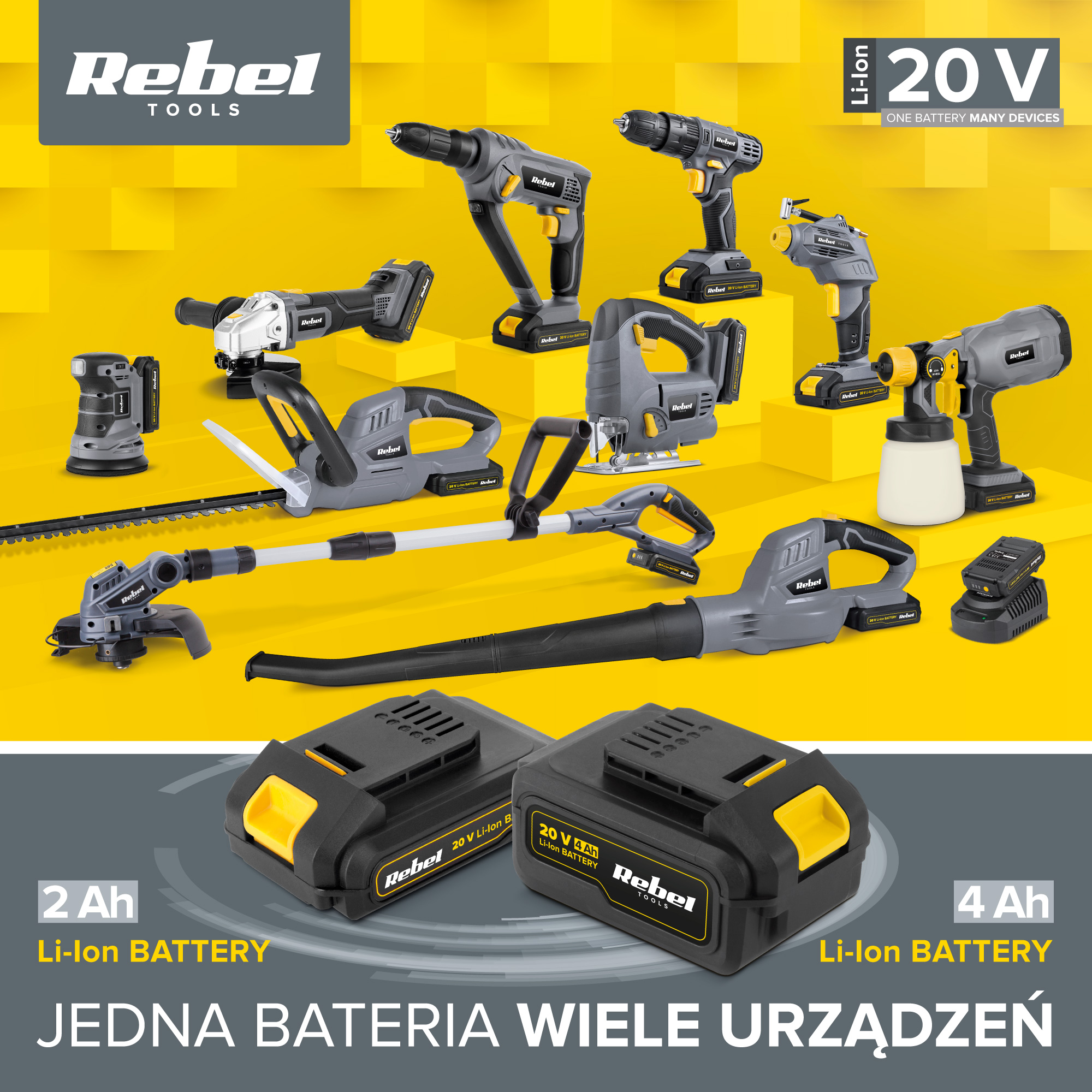 Akumuliatorinis lapų pūtiklis Rebel 20V