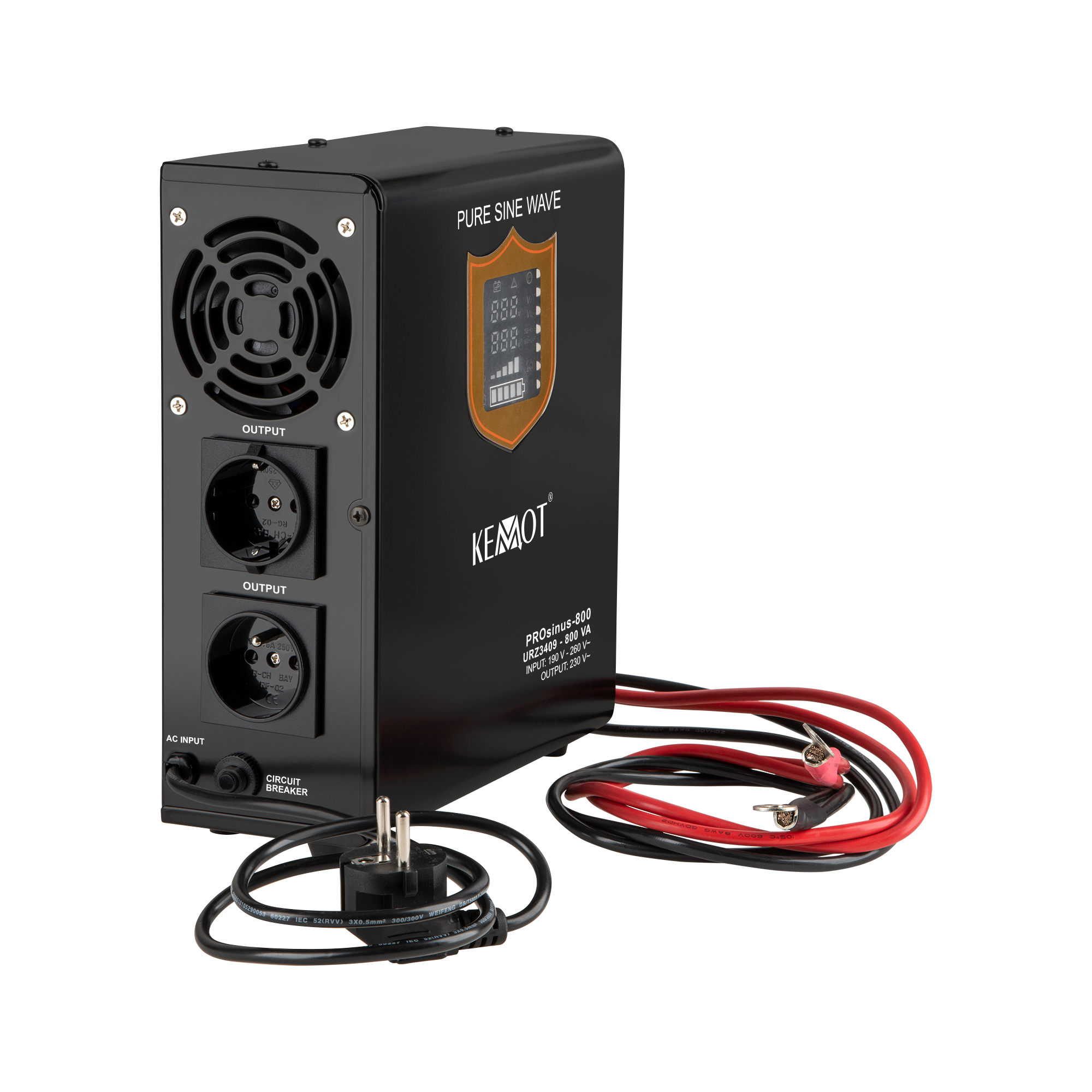 kemot prosinus-800 sieninis ups su grynosios sinusoidės inverteriu ir įkrovimo funkcija 12v 230v 800va/500w