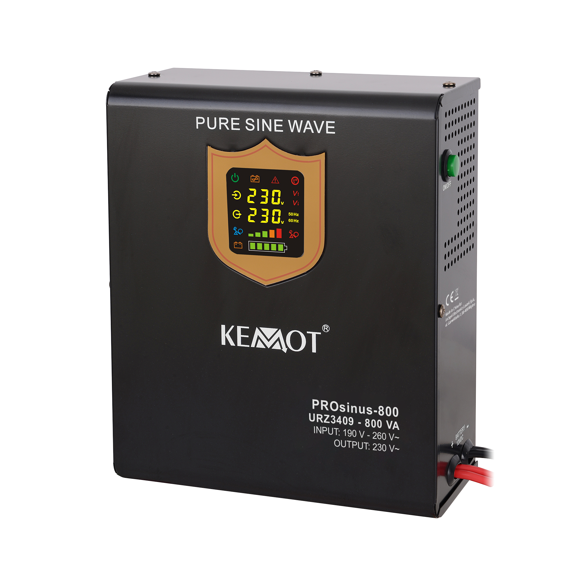 kemot prosinus-800 sieninis ups su grynosios sinusoidės inverteriu ir įkrovimo funkcija 12v 230v 800va/500w