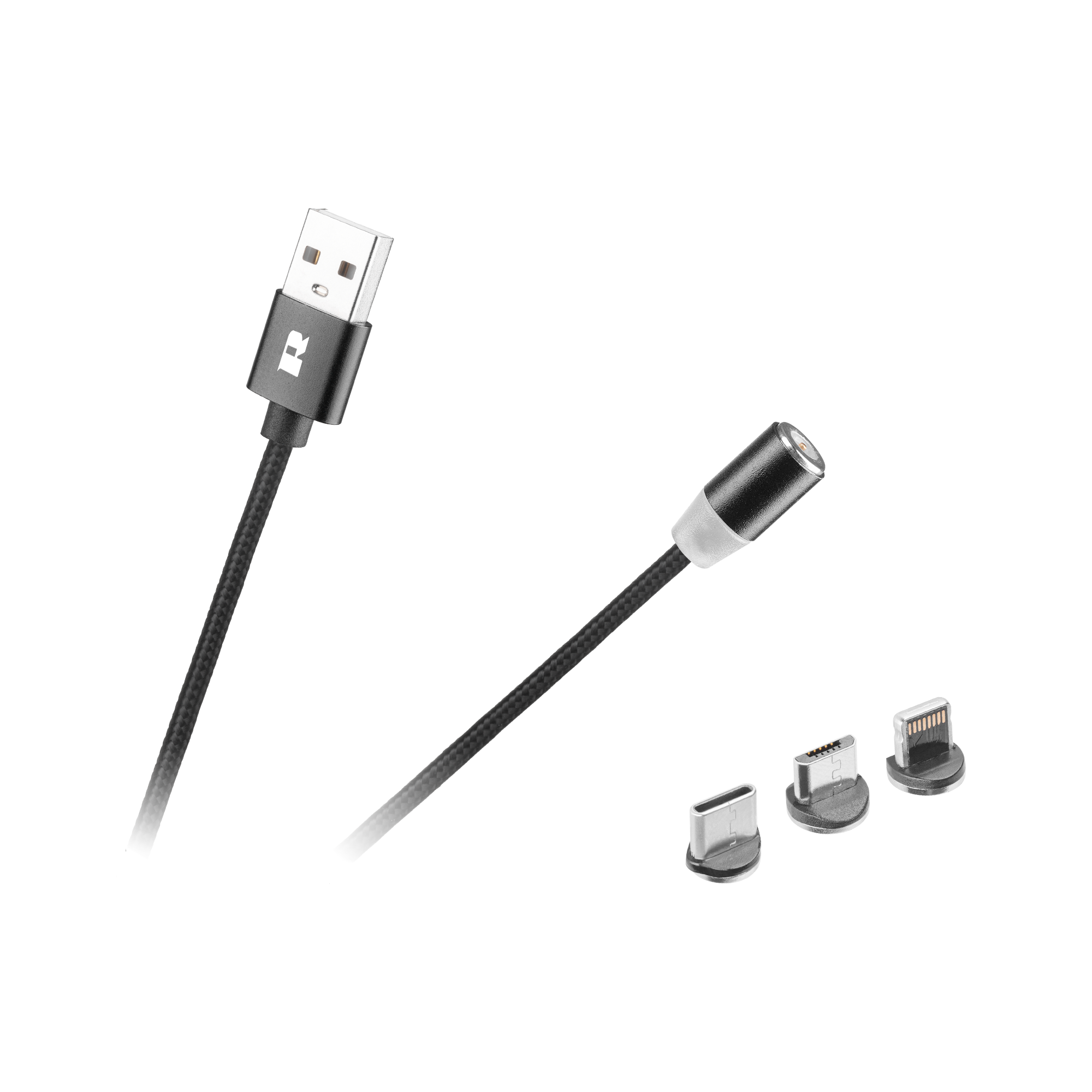 Maitinimo laidas magnetinis usb kabelis 3in1 microusb, c tipo usb, 