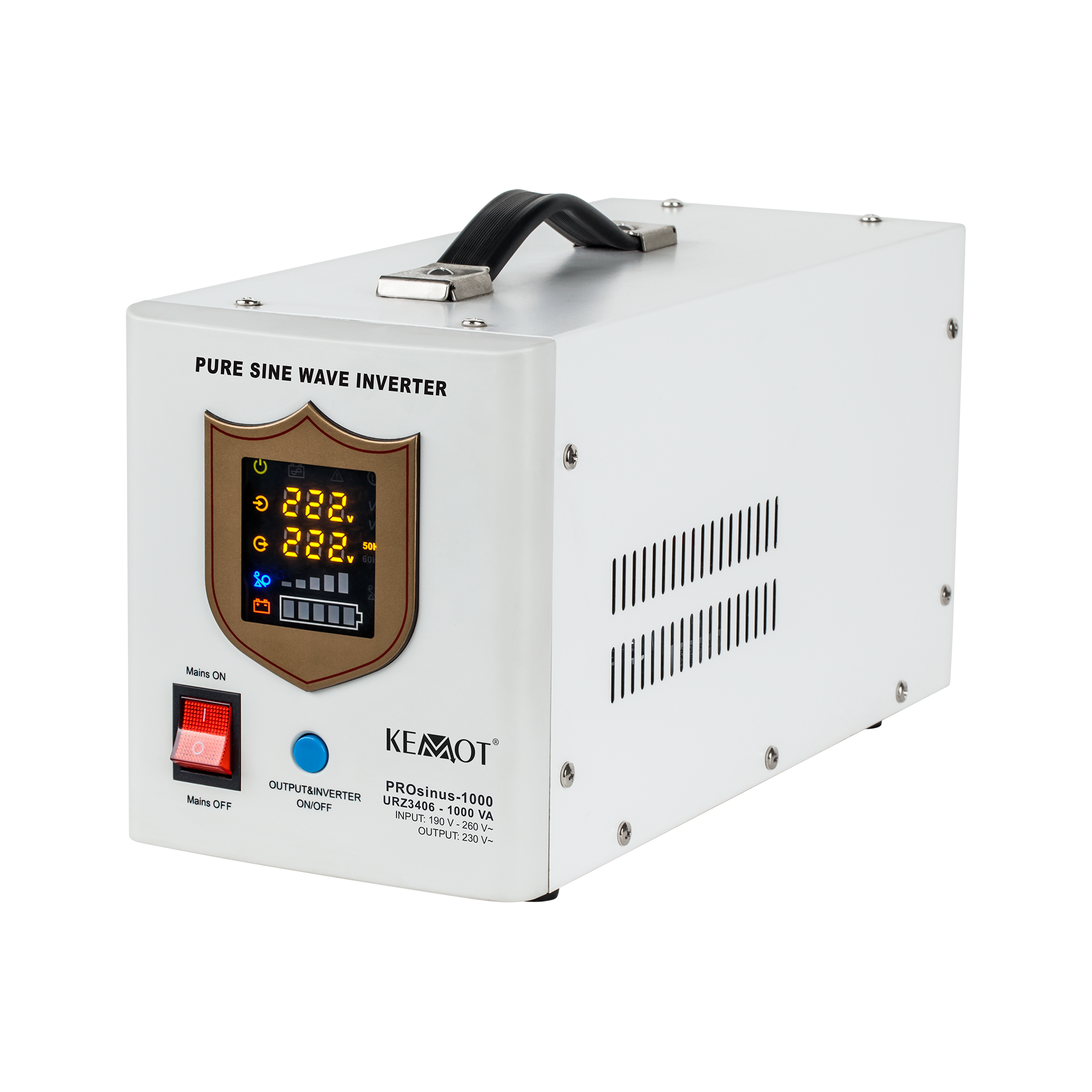 kemot ups prosinus-1000 grynos sinusoidės bangos inverteris su įkrovimo funkcija 12v 230v 1000va/700w