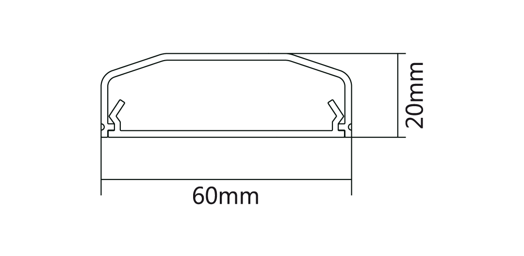 Monitoriaus laikiklis plastikinė maskuojanti juosta 60x20x750mm, balta