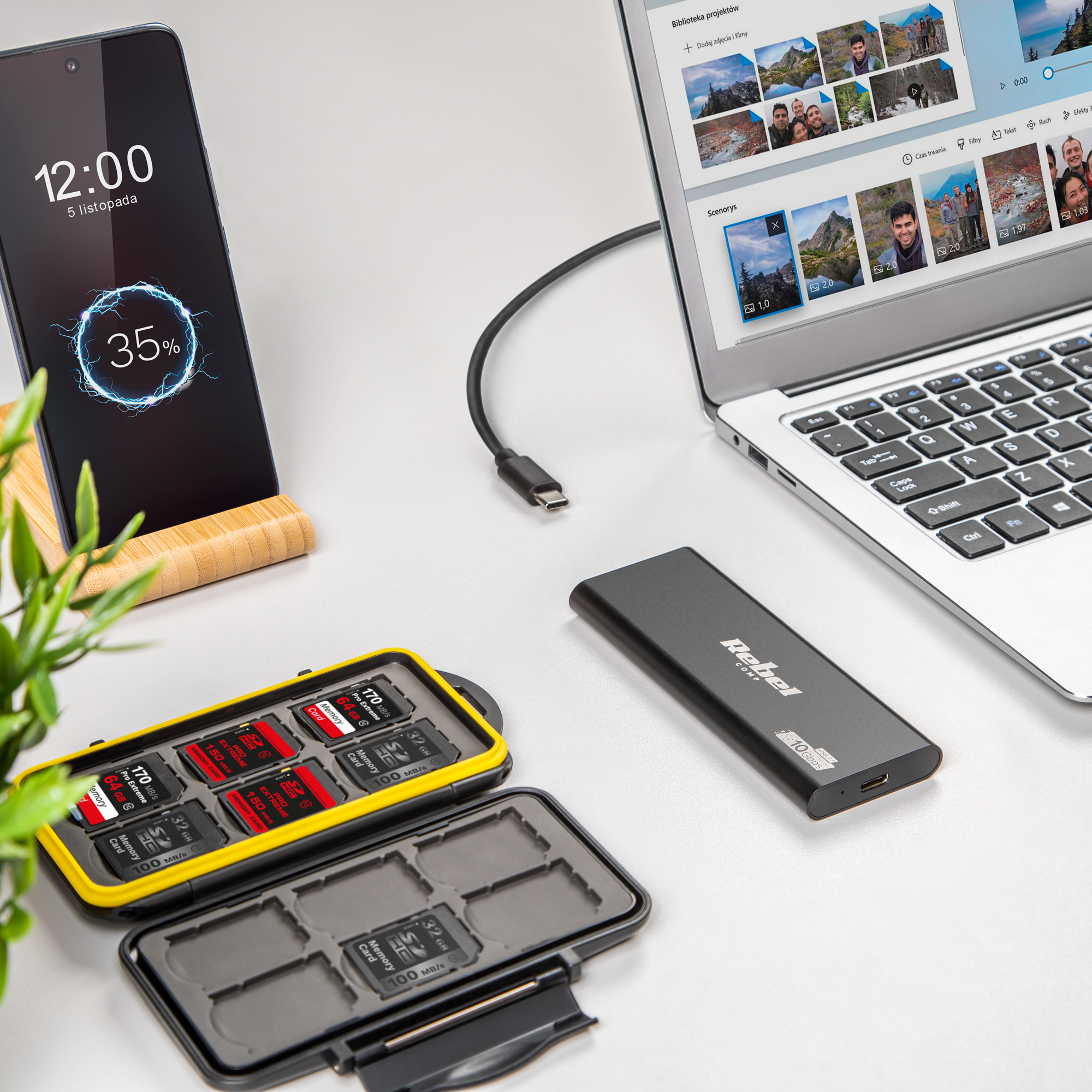 Išorinis kietasis diskas Dėklas Rebel M2 USB C 3.0 SSD