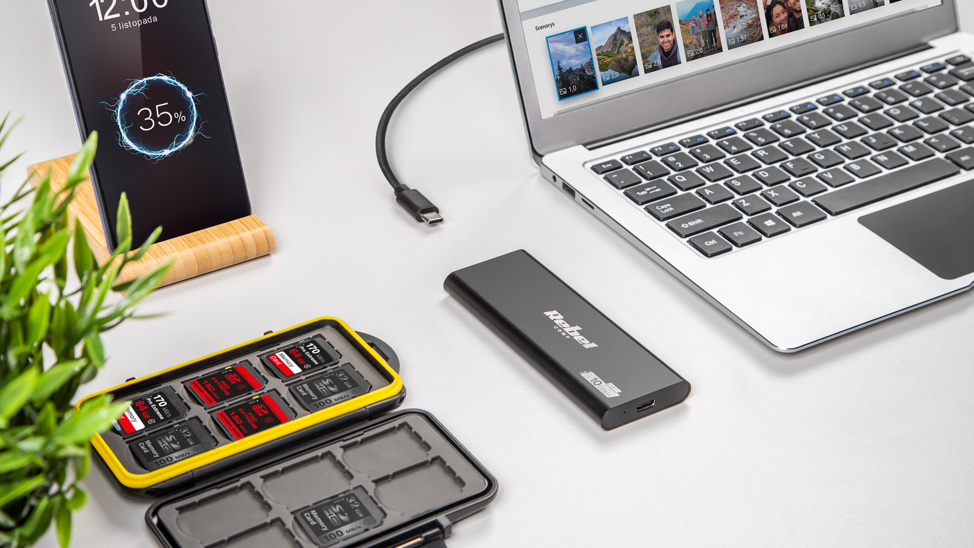 Išorinis kietasis diskas Dėklas Rebel M2 USB C 3.0 SSD