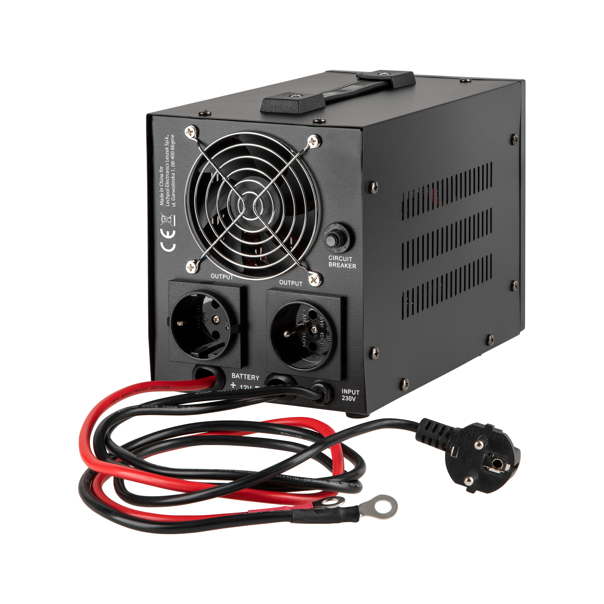kemot ups prosinus-500 grynos sinusoidės bangos inverteris su įkrovimo funkcija 12v 230v 500va/300w - juodos spalvos