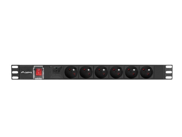 Lanberg power strip pdu rack 19 colių (1u, 16a, 6x 230v pl, 2m), native