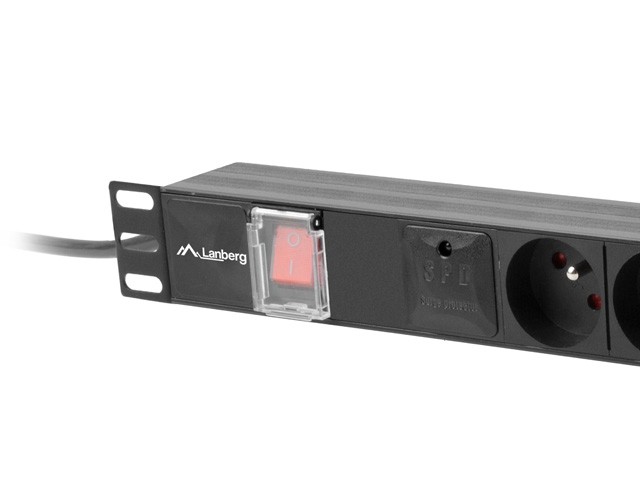 Lanberg power strip pdu rack 19 colių (1u, 16a, 6x 230v pl, 2m), native