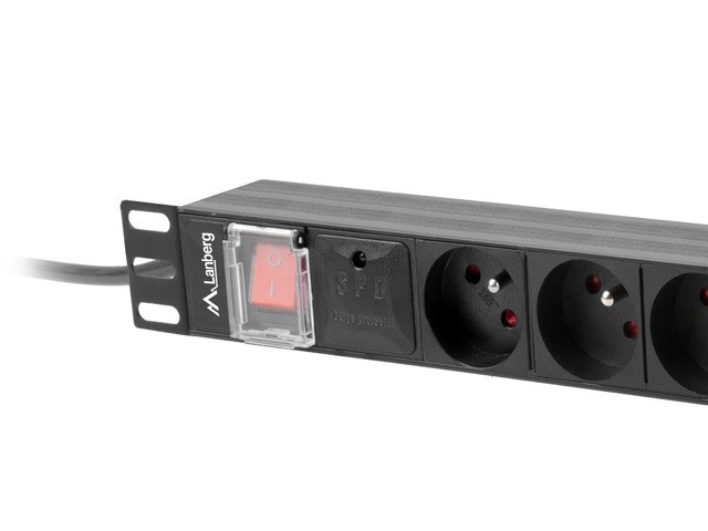 Lanberg power strip pdu rack 19 colių (1u, 16a, 8x 230v pl, 2m), native