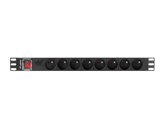 Lanberg power strip pdu rack 19 colių (1u, 16a, 8x 230v pl, 2m), native