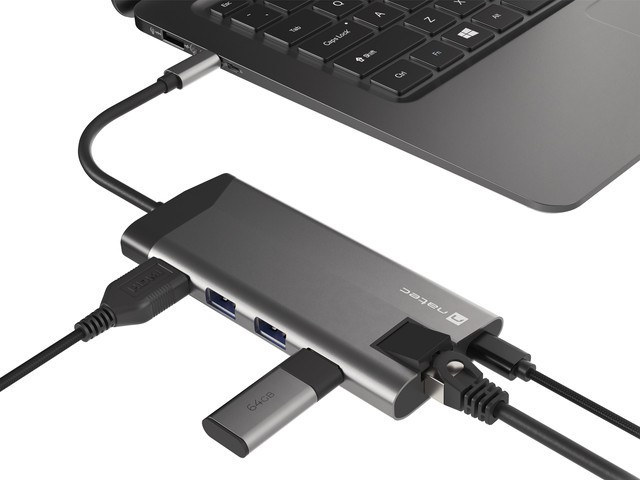 Natec fowler plus usb-c->hub usb 3.0 3x hdmi 4k