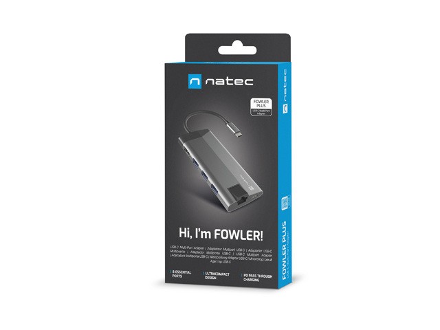 Natec fowler plus usb-c->hub usb 3.0 3x hdmi 4k