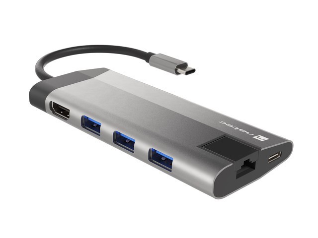 Natec fowler plus usb-c->hub usb 3.0 3x hdmi 4k