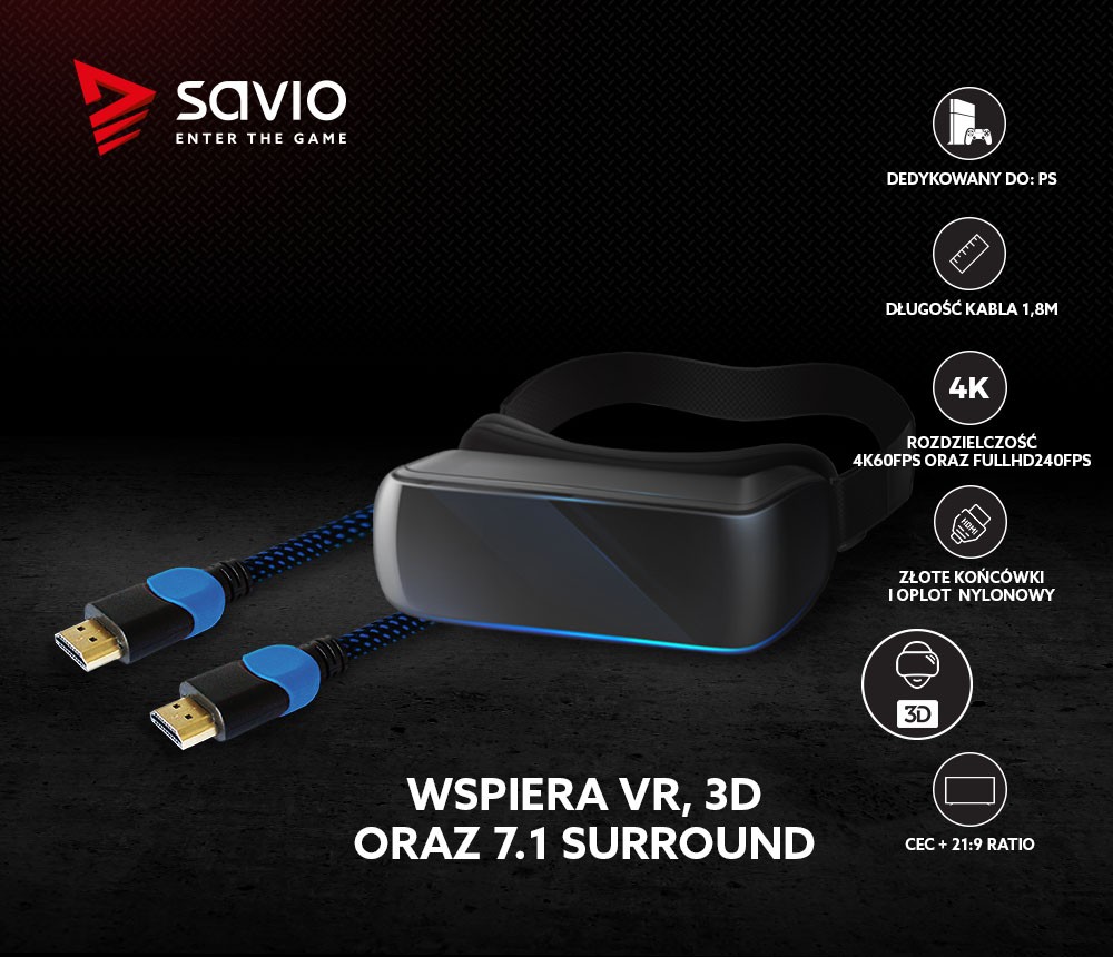 Hdmi laidas savio gcl-02