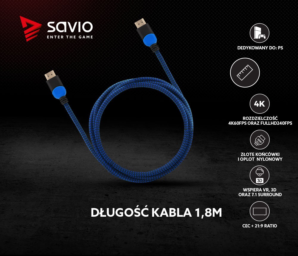 Hdmi laidas savio gcl-02
