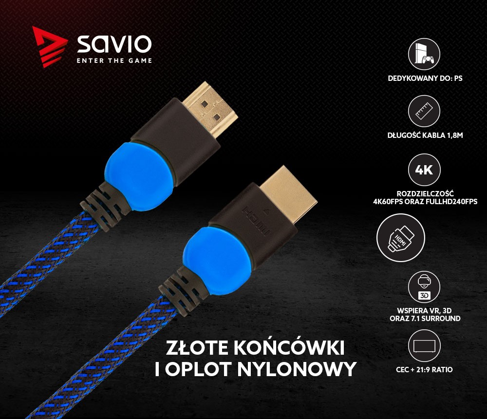 Hdmi laidas savio gcl-02