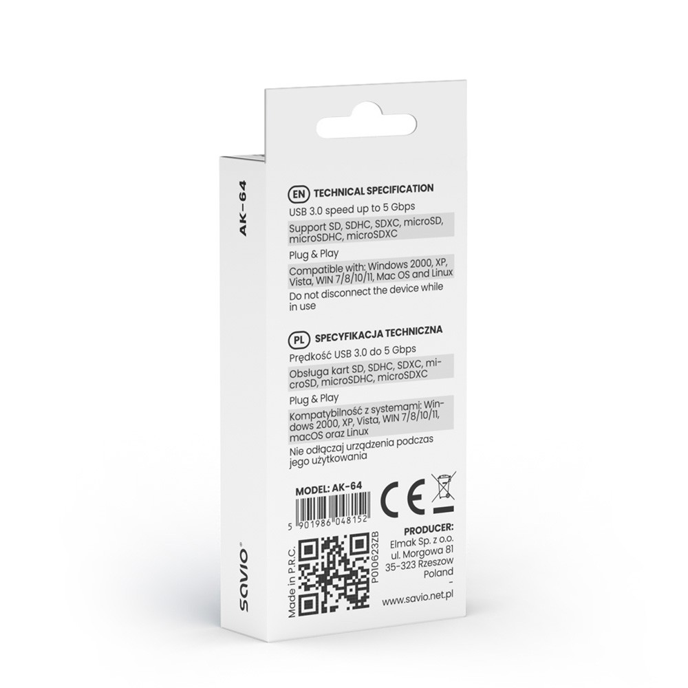 Savio sd card reader usb 3.0 ak-64