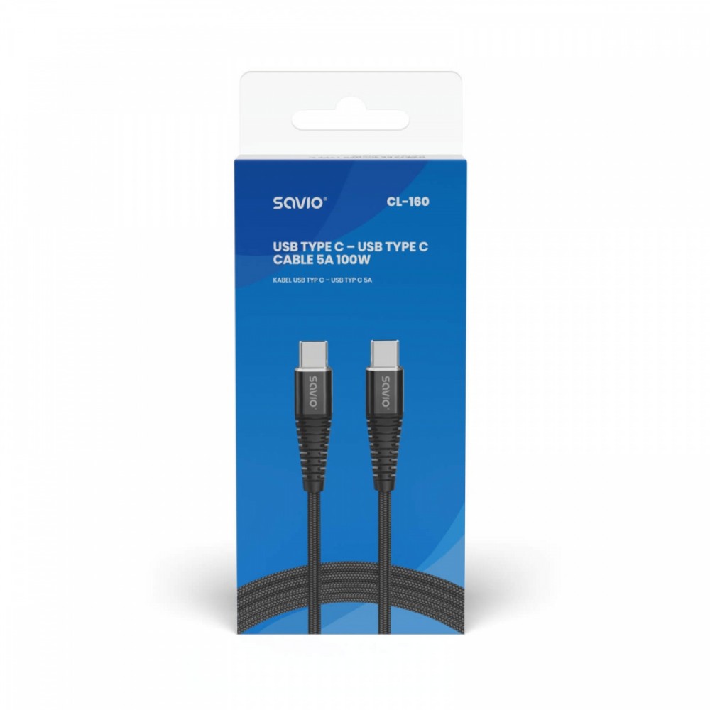 Maitinimo laidas savio cl-160, usb-c, 2 m