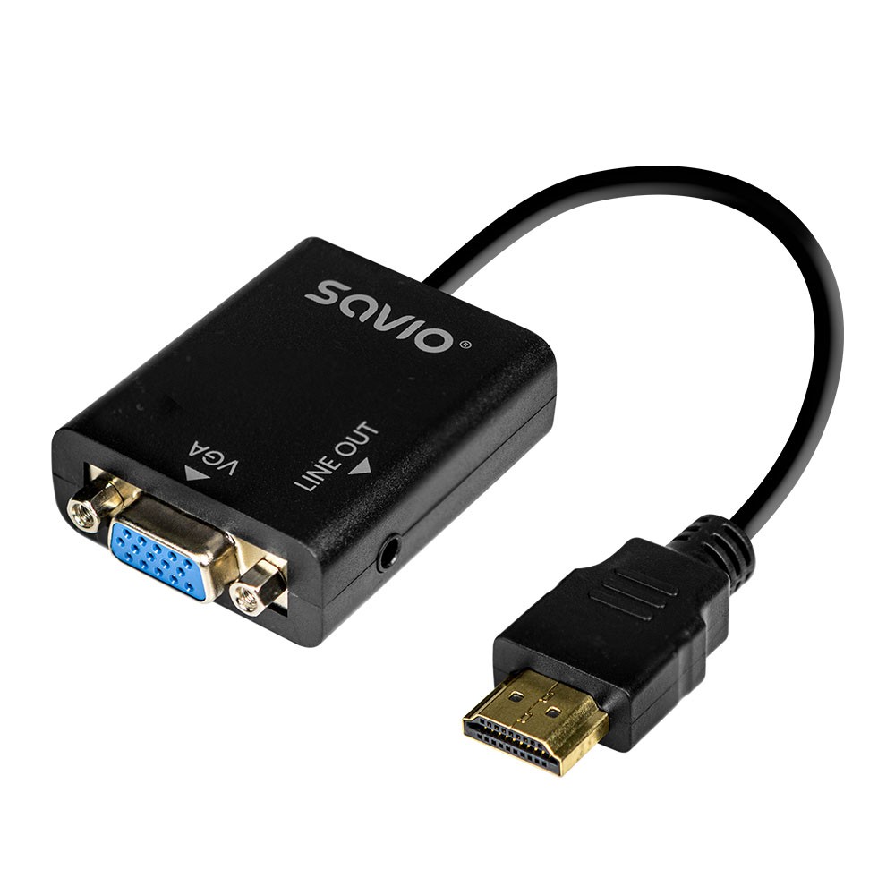 Hdmi į vga adapteris su garsu ak-76, maksimali raiška iki 1080p, be išorinio maitinimo, su pridedamu 3 mm audio kabeliu