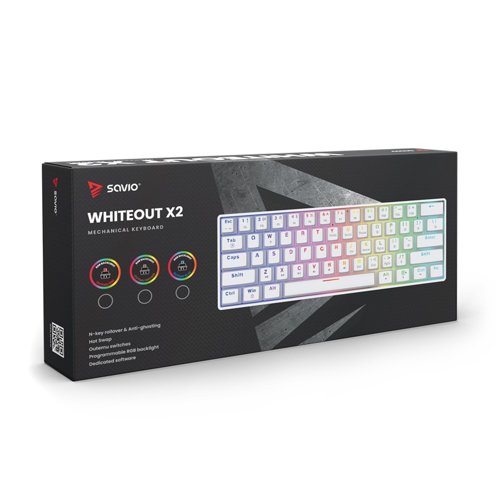 Klaviatūra savio mechanical whiteout x2 outemu red