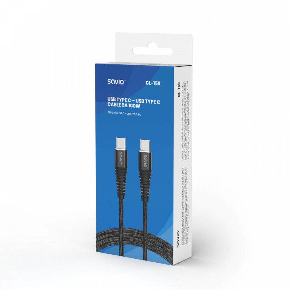 Maitinimo laidas savio cl-159, usb-c, 1 m
