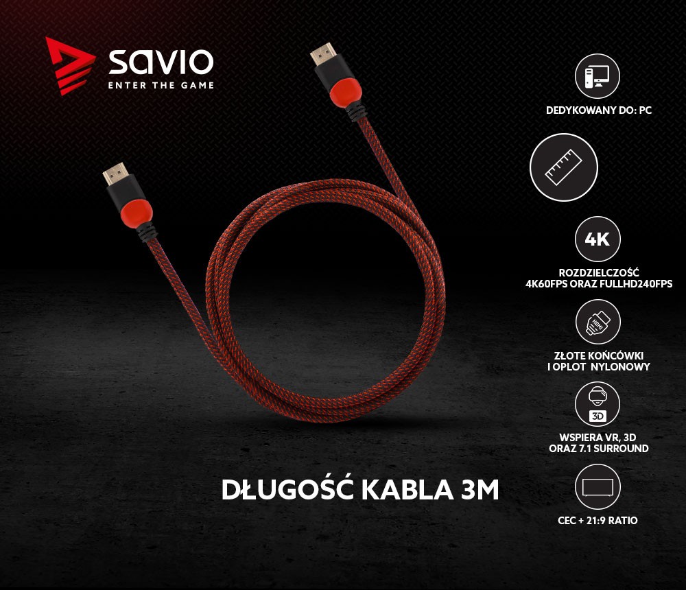 Hdmi laidas savio gcl-04