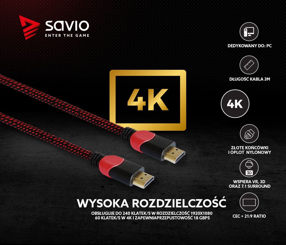 Hdmi laidas savio gcl-04