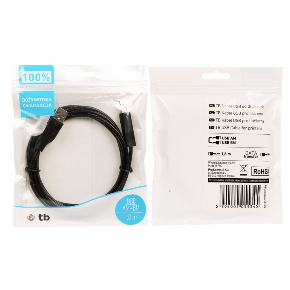 Maitinimo laidas tb aktbxku1pabw18b, usb a/usb b, 1.8m