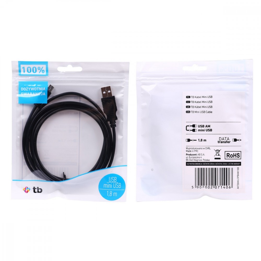 Maitinimo laidas tb aktbxku3pbaw18b, usb/mini usb, 1.8 m
